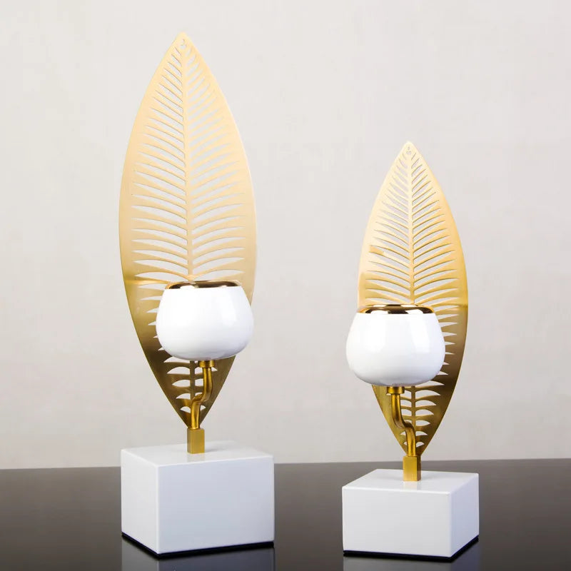 VerdantGlow – Vintage Metal Candle Stand with Leaf Design for Home Styling