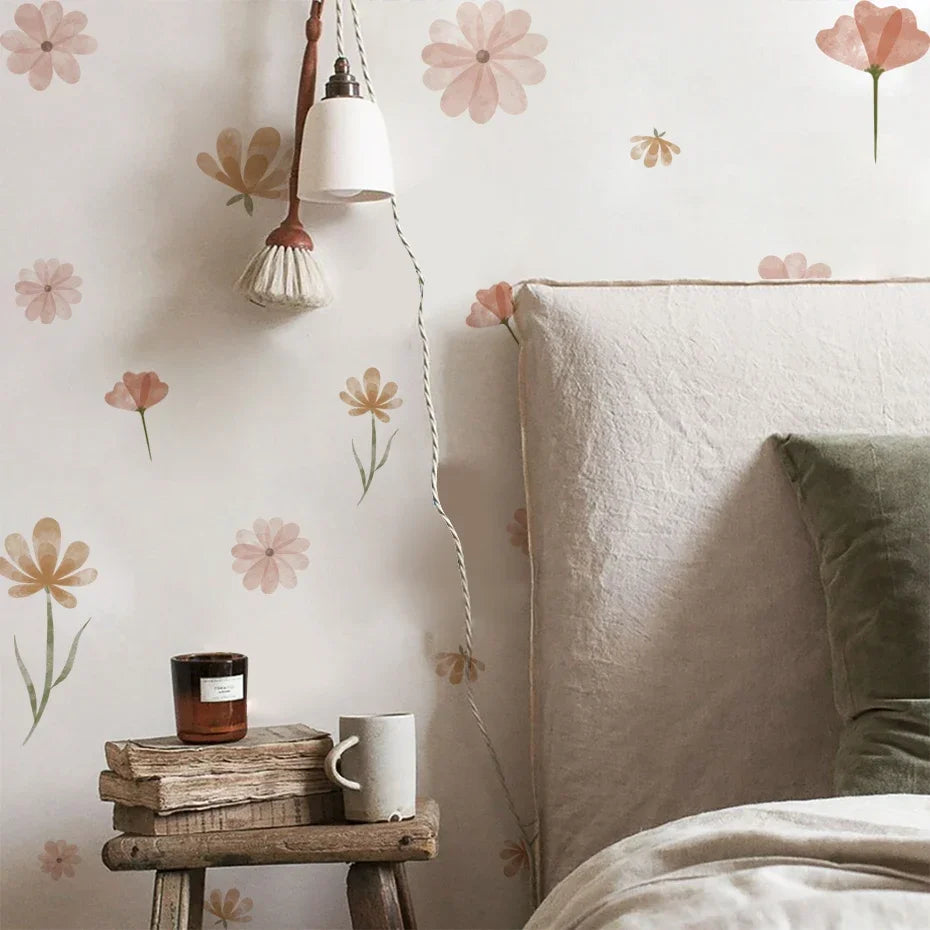 PetalPlay β Watercolour Floral Stickers for Boho Bedroom & Playroom Decor