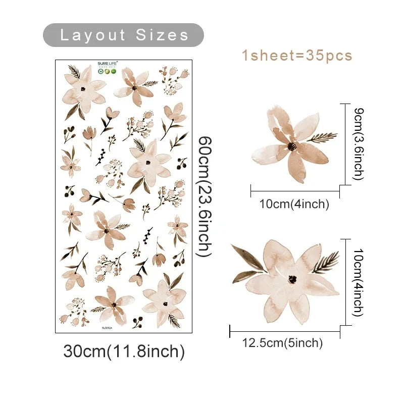 PetalPlay β Watercolour Floral Stickers for Boho Bedroom & Playroom Decor