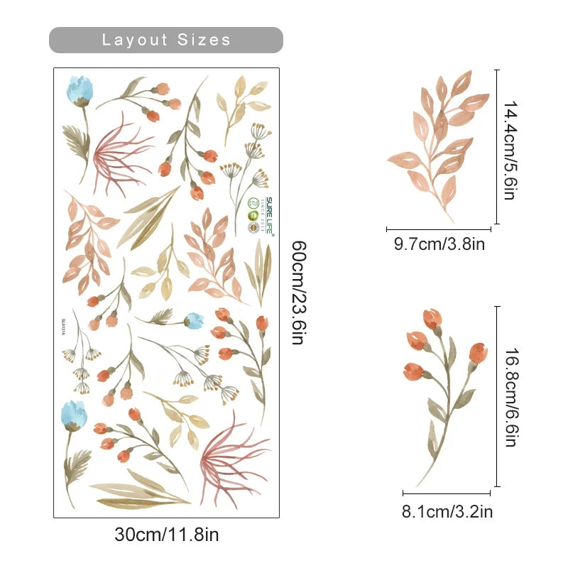 PetalPlay β Watercolour Floral Stickers for Boho Bedroom & Playroom Decor