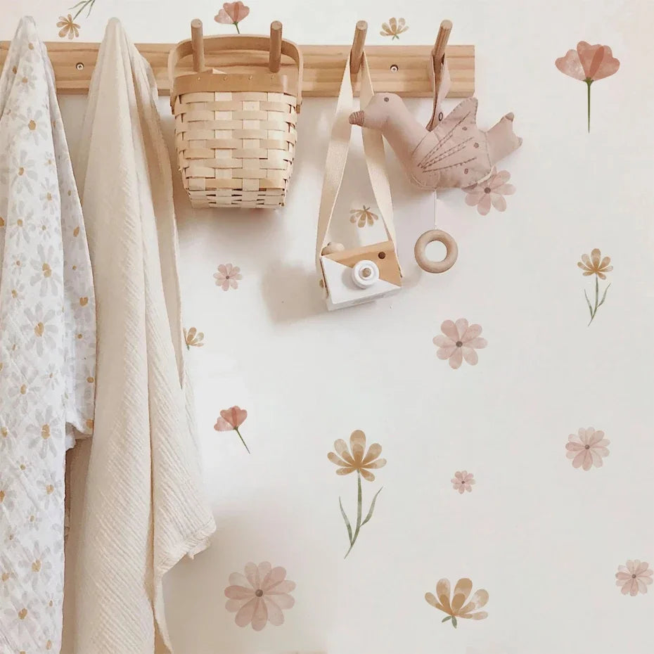 PetalPlay β Watercolour Floral Stickers for Boho Bedroom & Playroom Decor