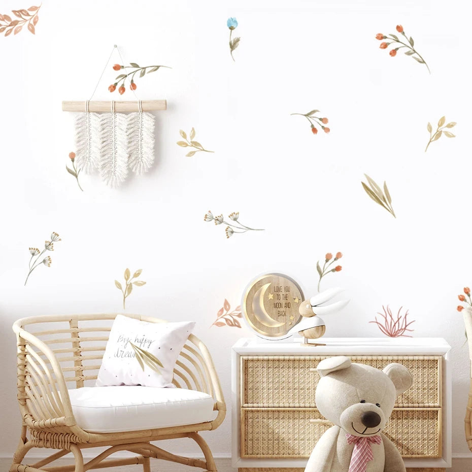 PetalPlay β Watercolour Floral Stickers for Boho Bedroom & Playroom Decor