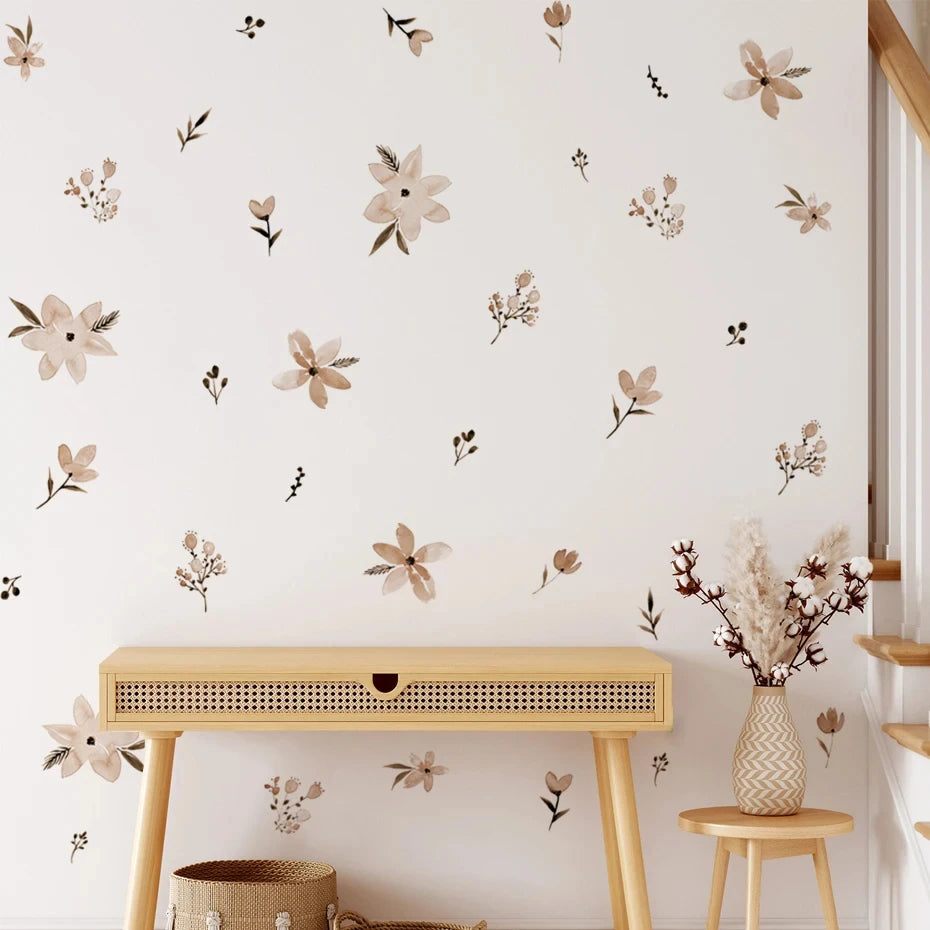 PetalPlay β Watercolour Floral Stickers for Boho Bedroom & Playroom Decor