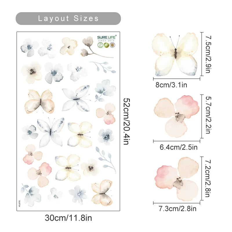 PetalPlay β Watercolour Floral Stickers for Boho Bedroom & Playroom Decor