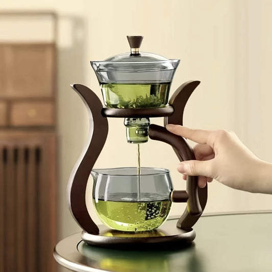 ZenBrew Glass Teapot – Semi‑Automatic Magnetic Infuser Set for Loose‑Leaf Tea
