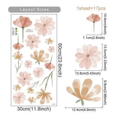 PetalPlay – Watercolour Floral Stickers for Boho Bedroom & Playroom Decor
