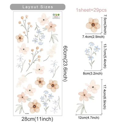 PetalPlay – Watercolour Floral Stickers for Boho Bedroom & Playroom Decor
