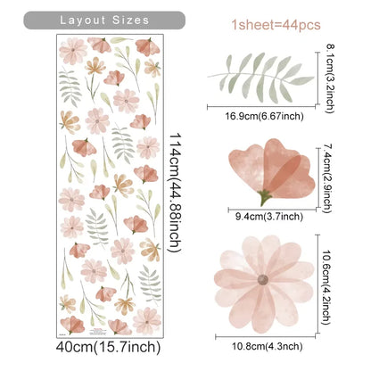 PetalPlay – Watercolour Floral Stickers for Boho Bedroom & Playroom Decor