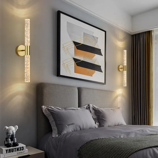Nordic Bubbles Crystal Rod LED Wall Lamp – Modern Elegance